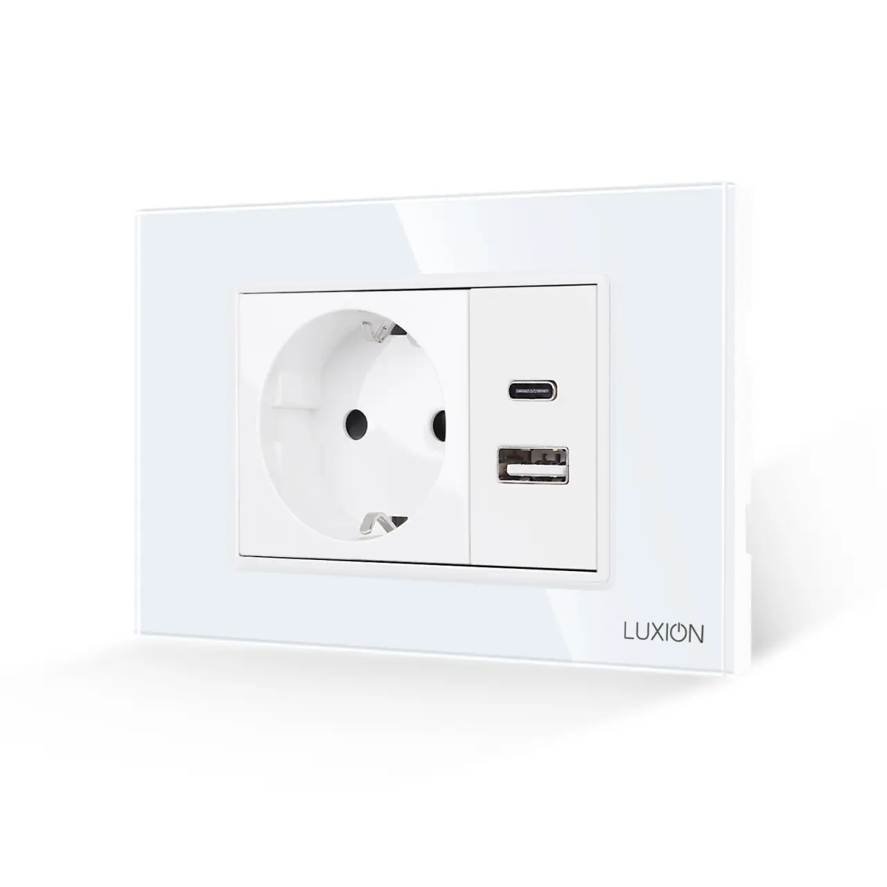 Priza Schuko si USB A+C cu Rama din Sticla LUXION, Standard Italian, 3M