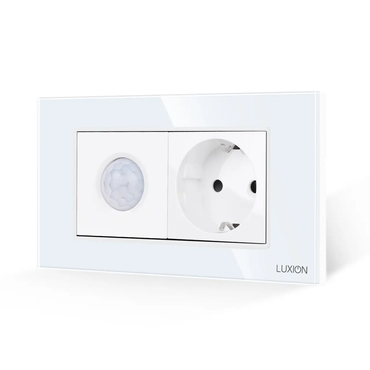 Senzor de Miscare 2M si Priza Schuko LUXION  cu Rama din Sticla, Standard Italian, 4M