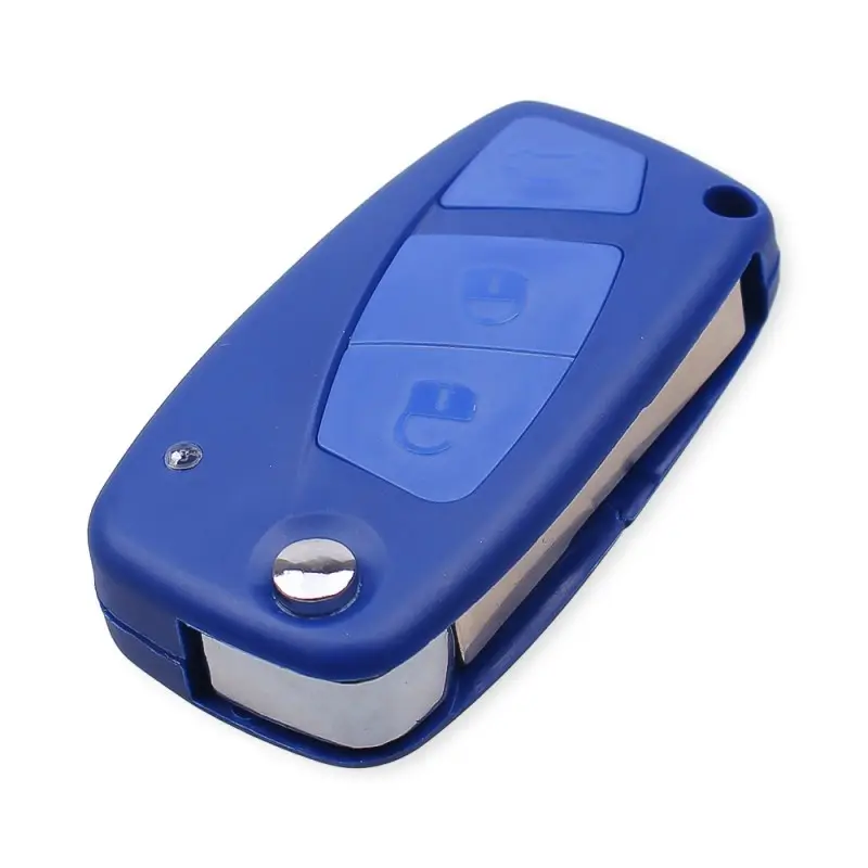 Carcasa Cheie Auto Techstar® compatibila cu Fiat Punto, Ducato, Panda, Bravo Doblo, 3 Butoane, Albastru