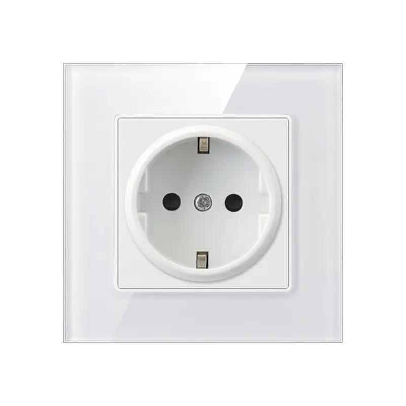 Priza Techstar® Crystal TS1, Sticla Securizata, Simpla, Culoare Alb Frost, 16A
