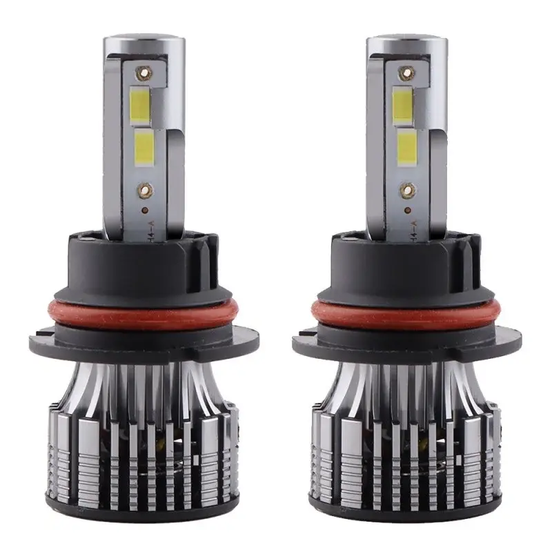 Set 2 LED-Uri Auto Techstar® V8, 9007, 120W, 12-24V, 15000 Lumeni, 6000K, Unghi Fascicul 360°, CSP 3570, Canbus, Radiator Aluminiu, Racire Cooling Tech, Argintiu