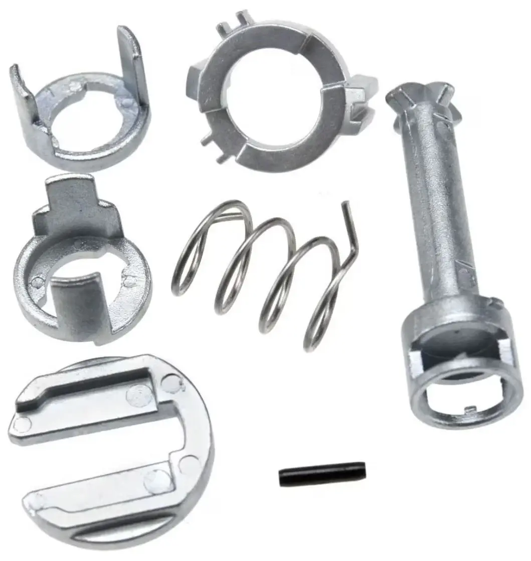 Kit reparatie incuietoare yala usa auto Techstar compatibil BMW Seria 3 E46 1998-2005, fata stanga sau dreapta, 7 piese, metal argintiu, Echiv OE 51218244049