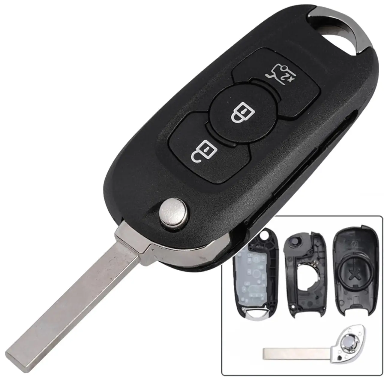 Carcasa Cheie Auto Techstar tip Flip cu 3 Butoane si Lama HU100 pentru Opel Astra K 2015-2019