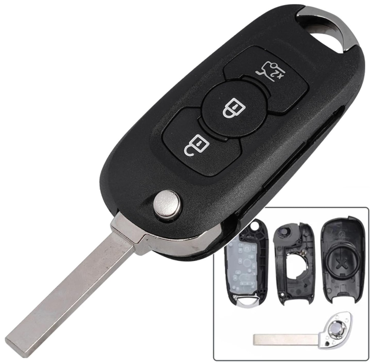 Carcasa Cheie Auto Techstar tip Flip cu 3 Butoane si Lama HU100 pentru Opel Astra K 2015-2019