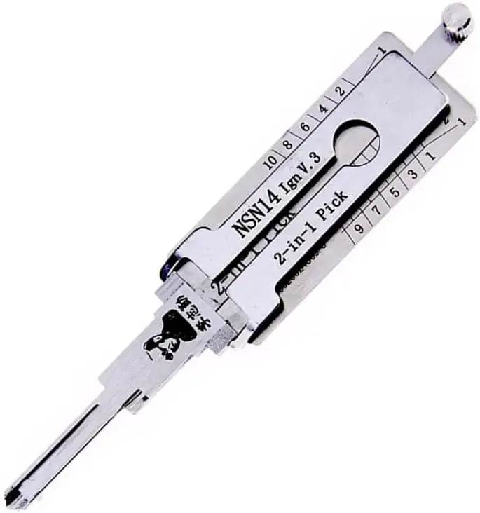 Decodor auto Lishi NSN14 pentru contact si unealta de deschidere 2 in 1, compatibil cu chei Nissan, Infiniti, Subaru si Renault, lama NSN14 #22