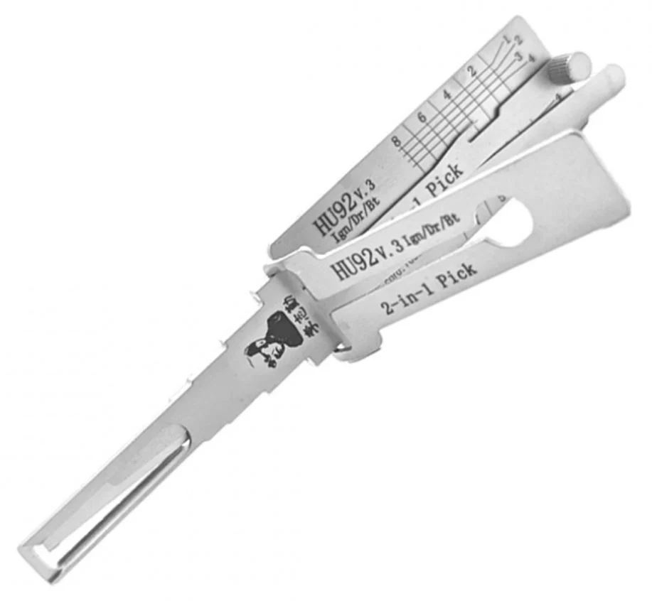 Decodor unealta auto Lishi Original HU92 2 in 1 cu ridicator dublu, pentru contact, usi si portbagaj, compatibil cu BMW, MINI, Land Rover, Range Rover