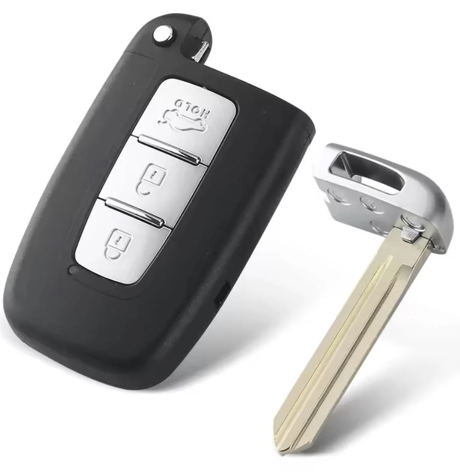 Carcasa cheie auto pliabila Techstar compatibila cu Hyundai Sonata, Azera, Genesis Coupe, ix35, i30, i45 si Kia Forte, Sportage, K2, K5, 3 butoane, HOLD portbagaj, lama HYN14 stanga, fara electronica