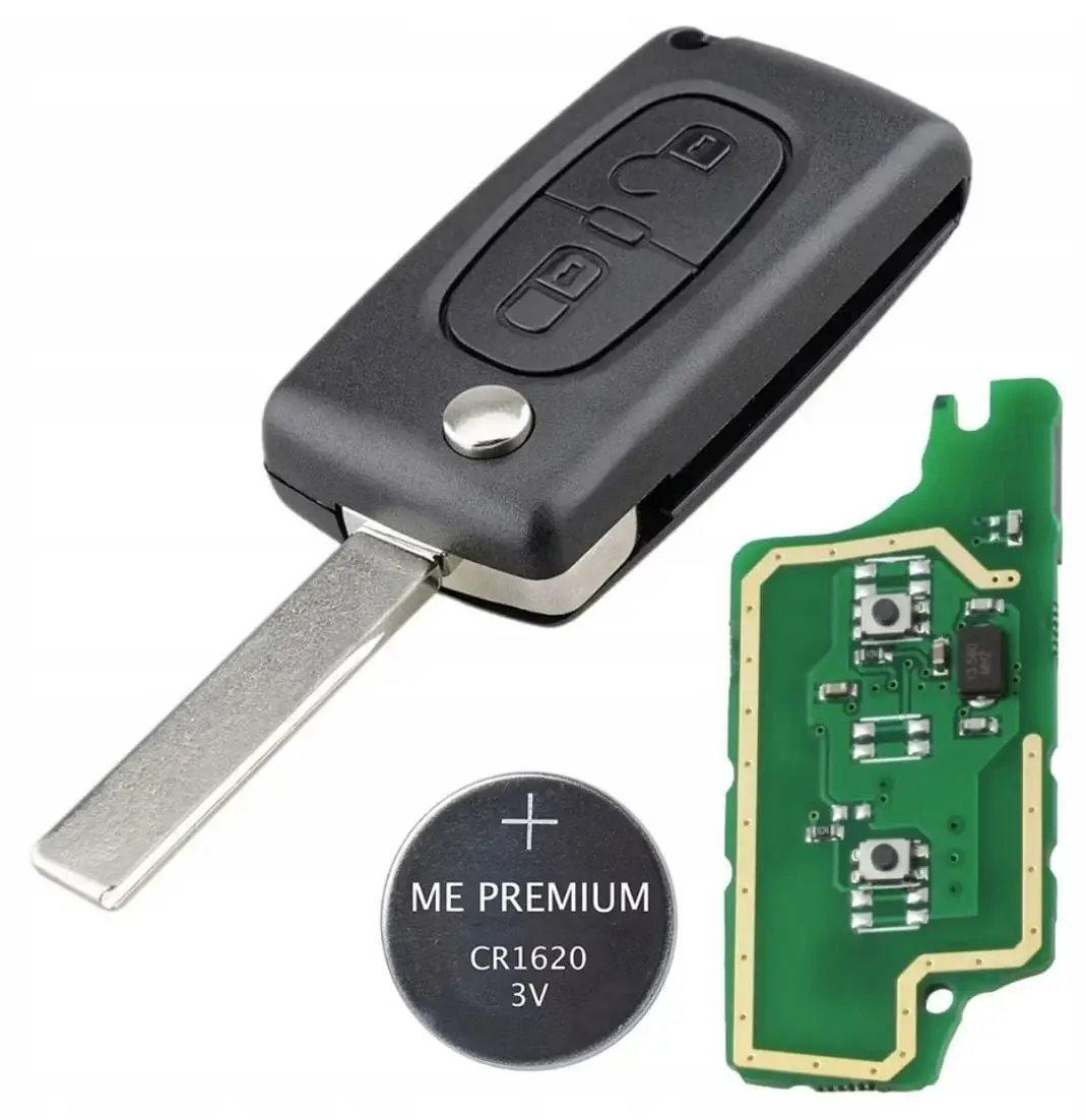 Resigilat Cheie auto completa Techstar cu 2 butoane, lama 407, cip ID46 si frecventa 433MHz – compatibila Peugeot 2006–2011, Citroen