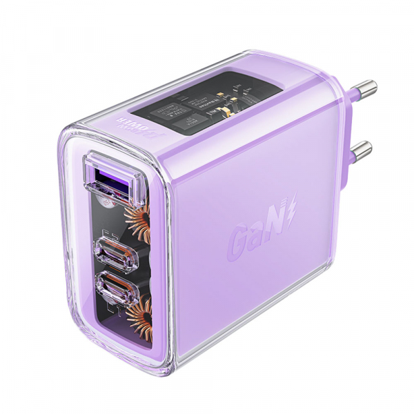 Incarcator Retea Acefast A45 Exploration, 65W, 3.25A, 1 x USB-A - 2 x USB-C, Mov