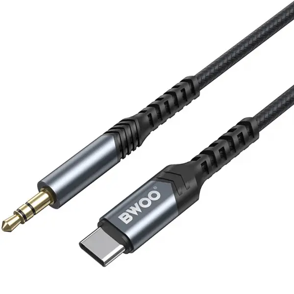 Cablu Audio USB-C - 3.5mm BWOO BO-AUX066, 1.2m, Negru