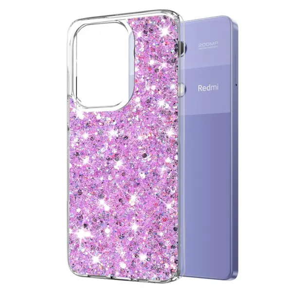 Husa pentru Xiaomi Redmi Note 13 Pro 4G / Poco M6 Pro 4G, Techsuit, Sparkly Glitter, Magenta