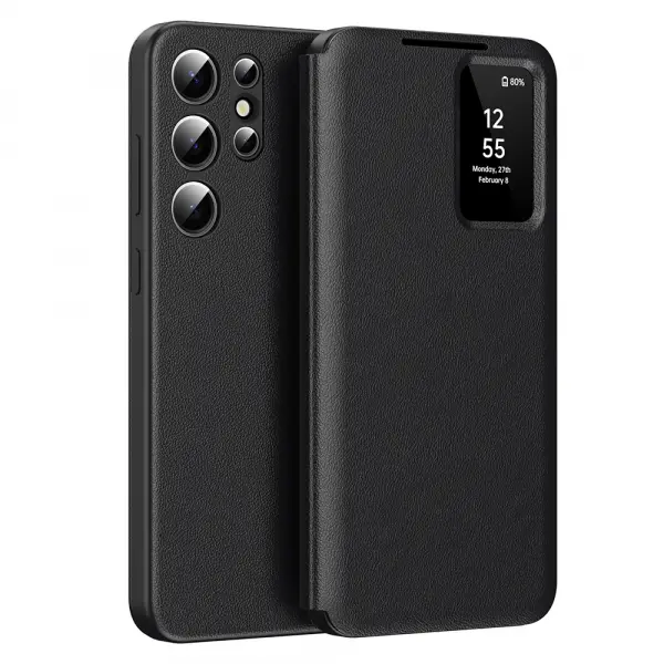 Husa pentru Samsung Galaxy S22 Ultra 5G S908, Techsuit, SmartView, Neagra