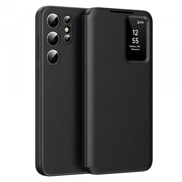 Husa pentru Samsung Galaxy S22 Ultra 5G S908, Techsuit, SmartView, Neagra
