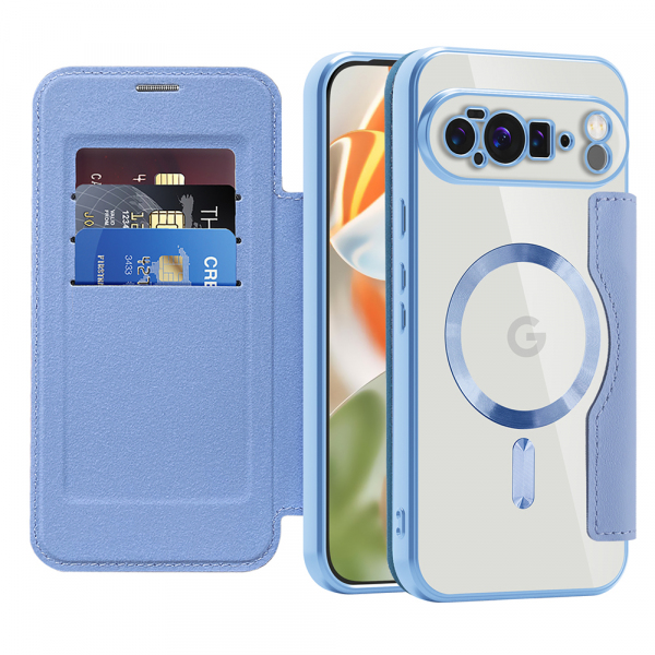 Husa MagSafe pentru Google Pixel 10 Pro XL, Techsuit, SmartMag Book, Bleu