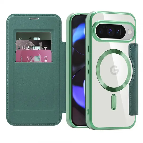 Husa MagSafe pentru Google Pixel 10 Pro / 10, Techsuit, SmartMag Book, Verde