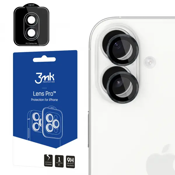 Folie de protectie Camera Spate 3MK Protection Pro pentru Apple iPhone 17, Sticla Securizata, Neagra
