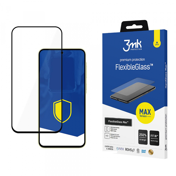 Folie de protectie Ecran 3MK FlexibleGlass Max pentru Samsung Galaxy A35 5G A356, Sticla Flexibila, Full Glue, Neagra