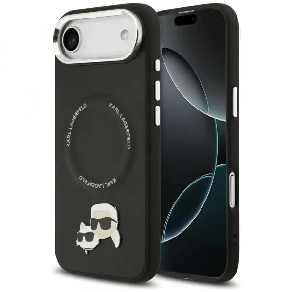 Husa MagSafe pentru Apple iPhone 17 Air, Karl Lagerfeld, Karl & Choupette Pins, Neagra