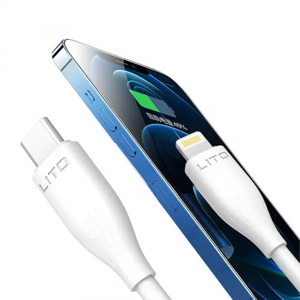 Cablu Date si Incarcare USB-C - Lightning Lito LD03, 27W, 1m, Alb