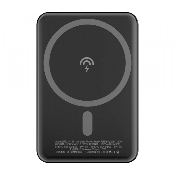 Baterie Externa Wireless Dudao K14S, 5000mAh, 10W, PD + QI, 1 x QI - 1 x USB-C, Neagra