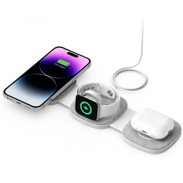Incarcator Retea Wireless Tech-Protect A32 3in1, 15W, 1.67A, Gri