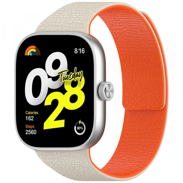 Curea Techsuit W016 pentru Xiaomi Smart Band / Watch Series, Bej Portocalie