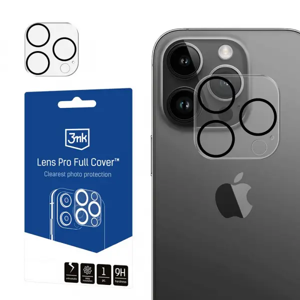 Folie de protectie Camera Spate 3MK Pro Full Cover pentru Apple iPhone 13 Pro, Sticla Securizata, Transparenta