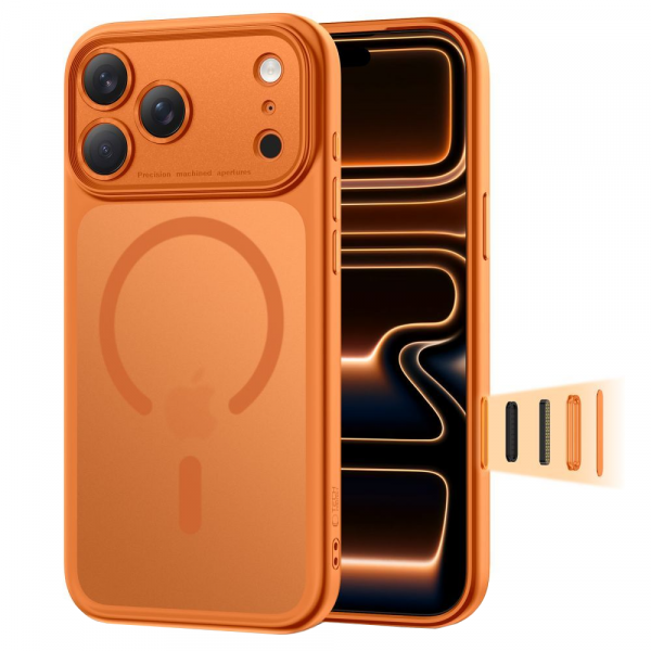 Husa MagSafe pentru Apple iPhone 17 Pro, Tech-Protect, MagPeak, Portocalie Mata