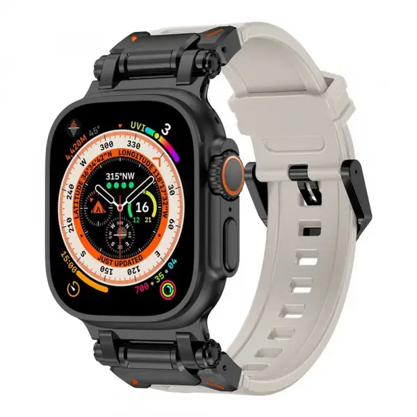Curea Techsuit W064 pentru Apple Watch 49mm / 46mm / 45mm / 44mm / 42mm Series, Neagra Gri