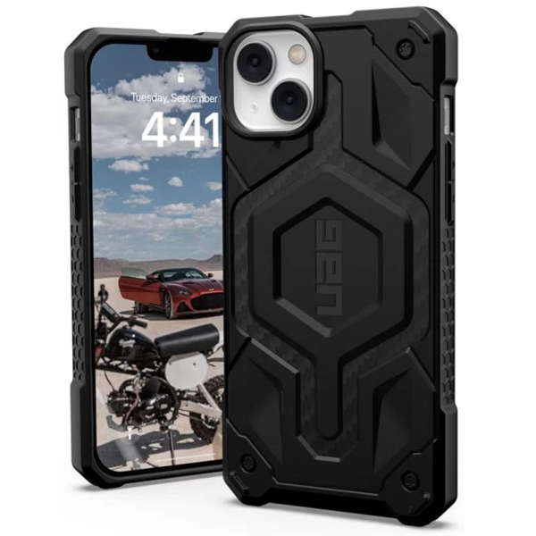 Husa MagSafe pentru Apple iPhone 14 Plus, Urban Armor Gear, Monarch Pro Carbon, Neagra