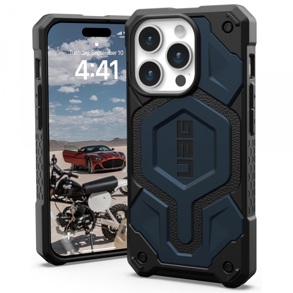 Husa MagSafe pentru Apple iPhone 15 Pro, Urban Armor Gear, Monarch Pro, Bleumarin
