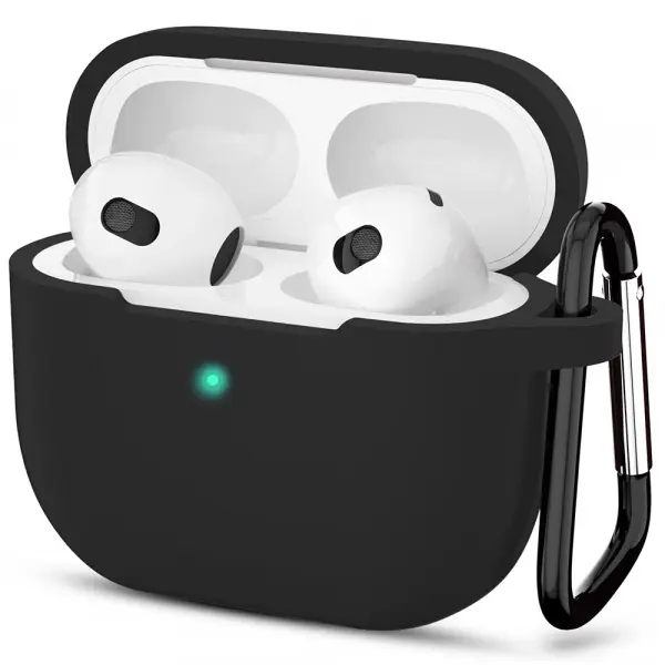 Husa Techsuit Silicone pentru Apple AirPods 3, Neagra