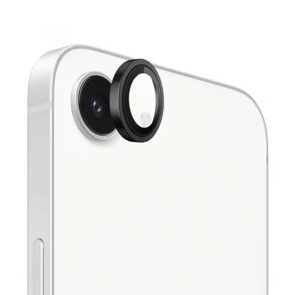 Folie de protectie Camera Spate Blueo Metal Frame pentru Apple iPhone 17e / 16e, Sticla Securizata, Neagra
