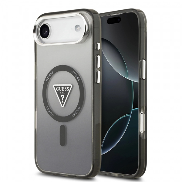 Husa MagSafe pentru Apple iPhone 17 Air, Guess, IML Gradient Triangle Logo, Neagra