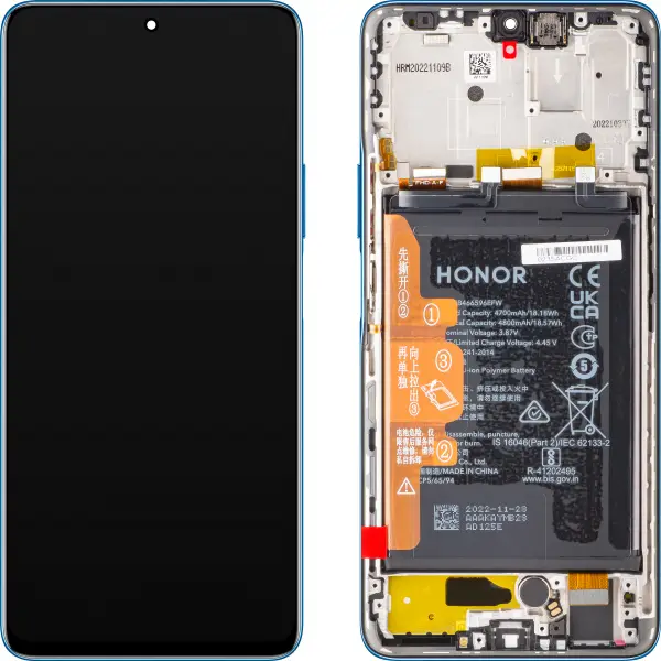 Display cu Touchscreen Honor X9 5G / Magic4 Lite, cu Rama si Acumulator, Albastru (Ocean Blue), Service Pack 0235ABST