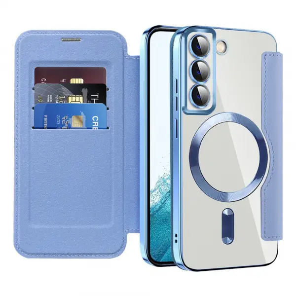 Husa MagSafe pentru Samsung Galaxy S22 5G S901, Techsuit, SmartMag Book, Bleu