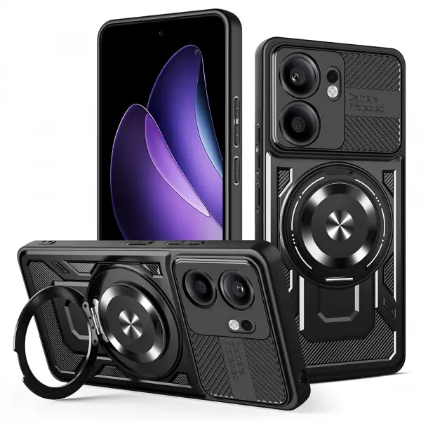 Husa pentru Oppo Reno13 FS 5G / Reno13 F 4G / Reno13 F, Techsuit, RuggedCam, Neagra