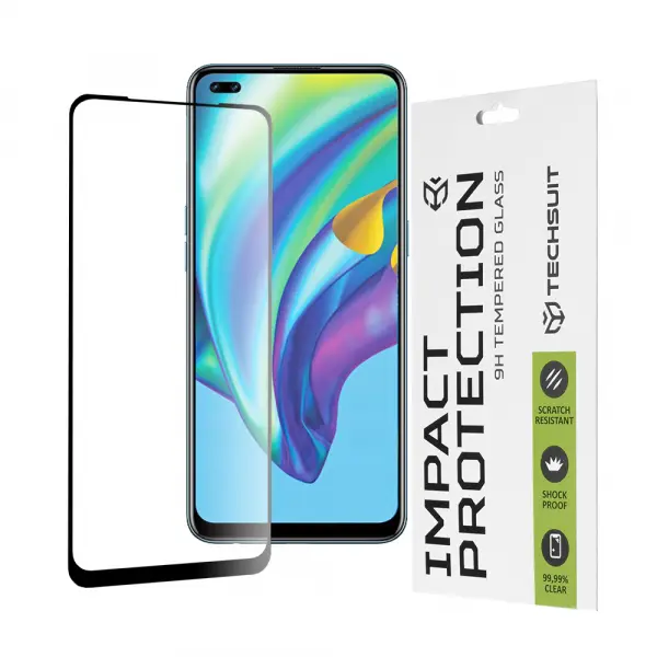 Folie de protectie Ecran Techsuit pentru Oppo Reno4 Lite, Sticla Securizata, Full Glue, 111D, Neagra