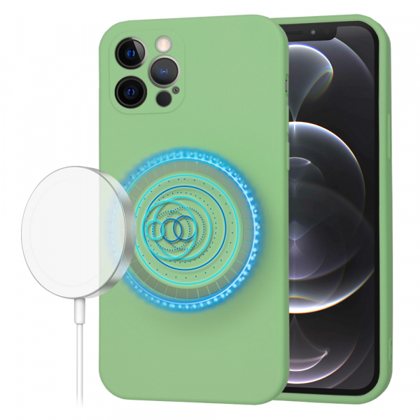 Husa MagSafe pentru Apple iPhone 12 Pro, Techsuit, SoftFlex, Verde Deschis