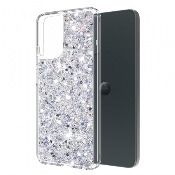 Husa pentru Motorola Moto G45 / G34, Techsuit, Sparkly Glitter, Alba