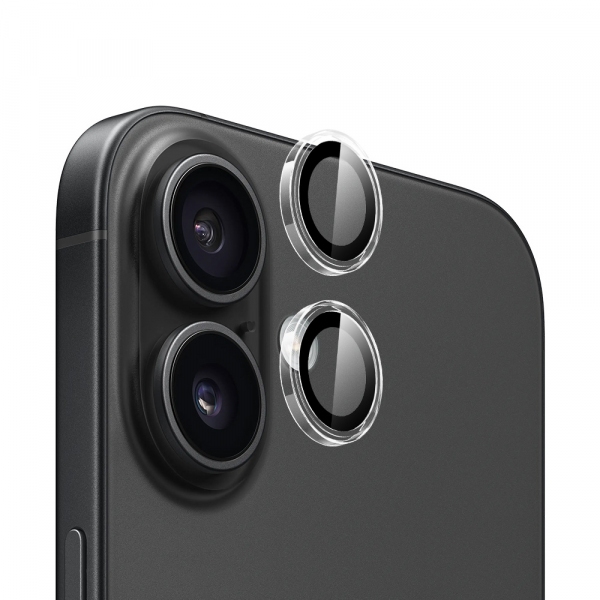Folie de protectie Camera Spate Blueo Metal Frame pentru Apple iPhone 16 Plus / 16, Sticla Securizata, Transparenta
