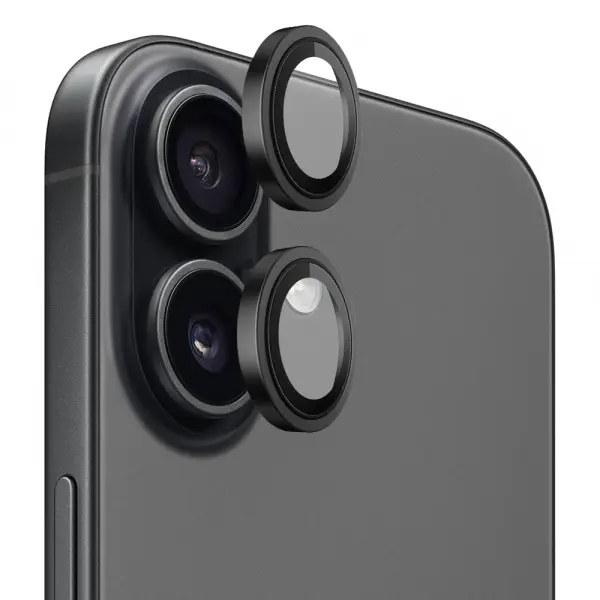 Folie de protectie Camera Spate Blueo Metal Frame pentru Apple iPhone 17, Sticla Securizata, Neagra