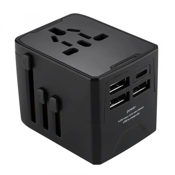Incarcator Retea Techsuit HHT520 Travel, 15W, 3A, 3 x USB-A - 1 x USB-C, Negru