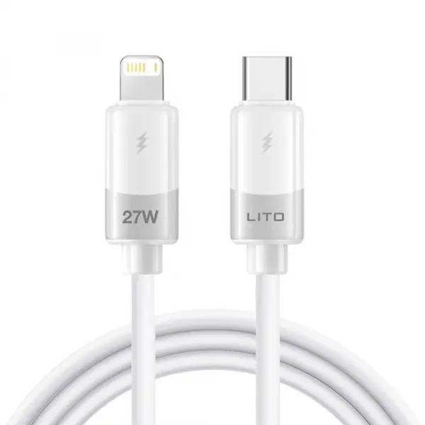 Cablu Date si Incarcare USB-C - Lightning Lito LD07, 27W, 1m, Alb