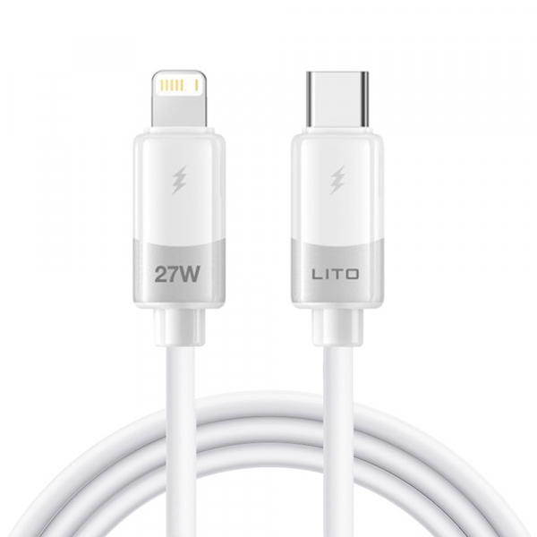 Cablu Date si Incarcare USB-C - Lightning Lito LD07, 27W, 1m, Alb