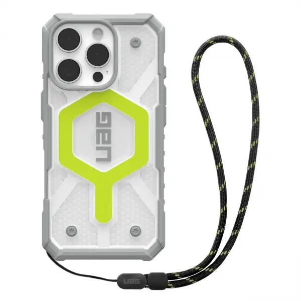 Husa MagSafe pentru Apple iPhone 16 Pro, Urban Armor Gear, Pathfinder Clear with Lanyard, Verde