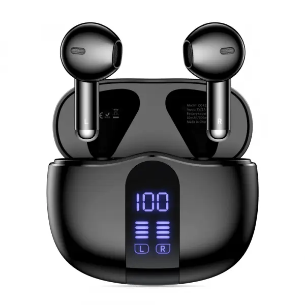 Handsfree Bluetooth Tech-Protect Ultraboost Core G2, TWS, Negru