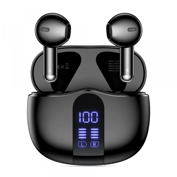 Handsfree Bluetooth Tech-Protect Ultraboost Core G2, TWS, Negru