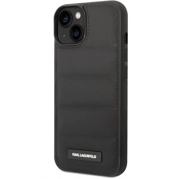 Husa pentru Apple iPhone 14 Plus, Karl Lagerfeld, Quilted Puffy Metal Logo, Neagra