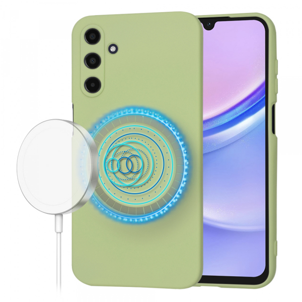 Husa MagSafe pentru Samsung Galaxy A15 A155, Techsuit, SoftFlex, Matcha